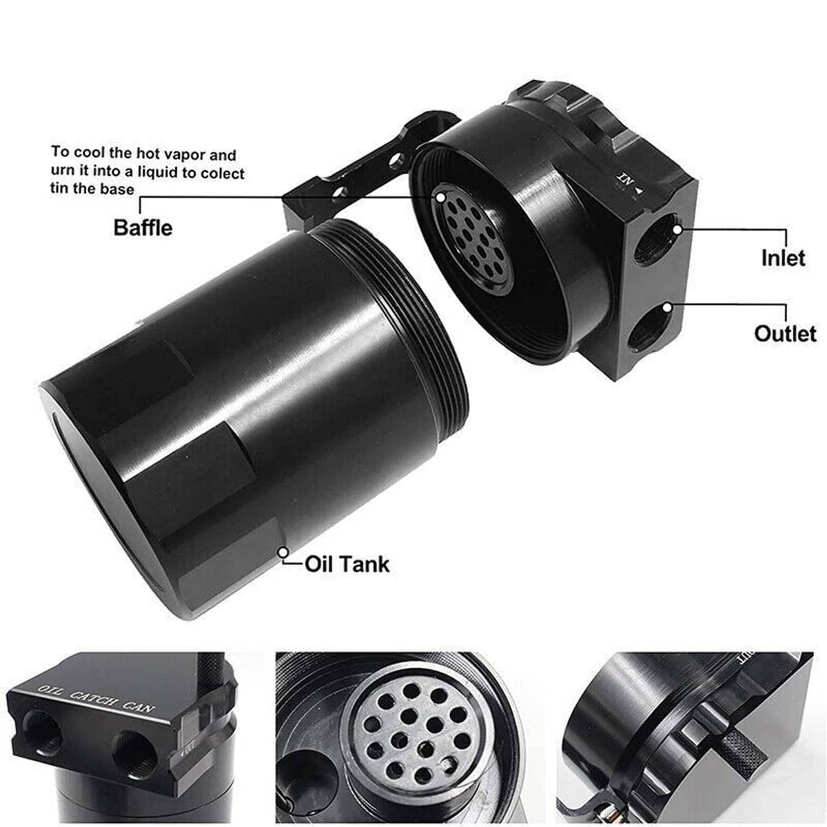 Solidspare Black Oil Catch Can Oil Separator for Ford F150 2.7L 5.0L Raptor 3.5L Ecoboost