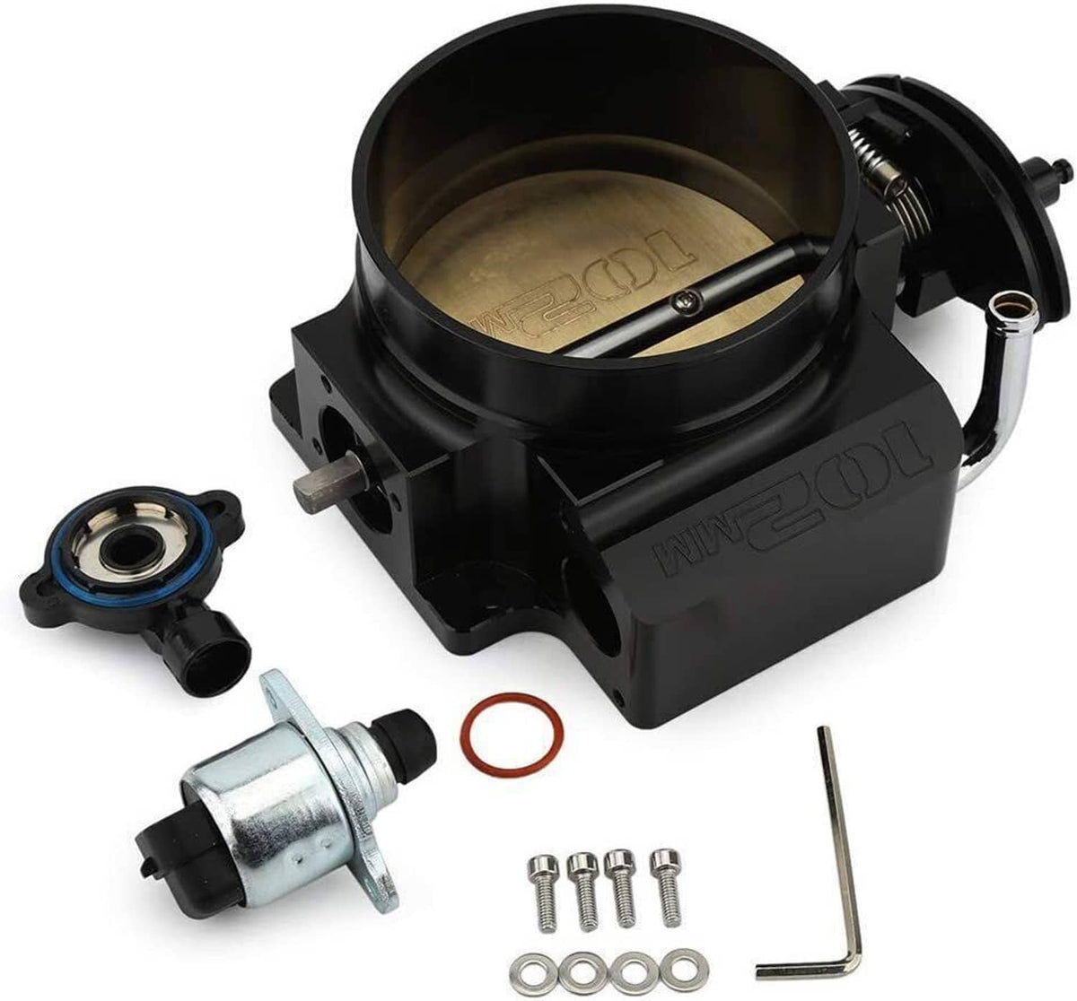 Solidspare Black 102MM Throttle Body with Position Sensors TPS IAC+Throttle Gas Cable Kits