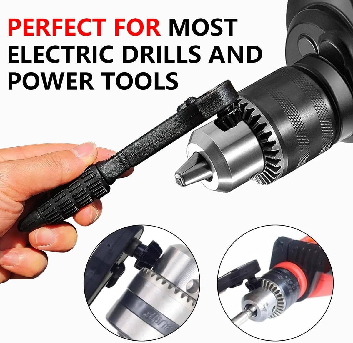 Solid Spare 2-in-1 Ratchet Spanner Drill Chuck Key Wrench Universal Chuck Key Replacement