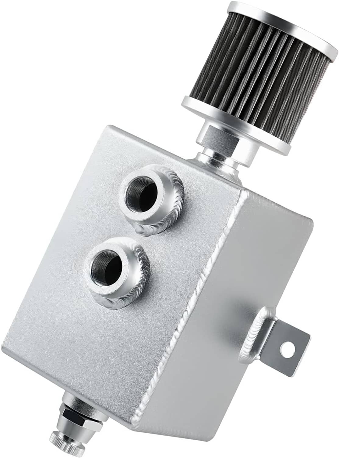 Solidspare 2L Oil Catch Can Tank 2 Port AN10 + Breather Filter Drain Tap Baffled Universal