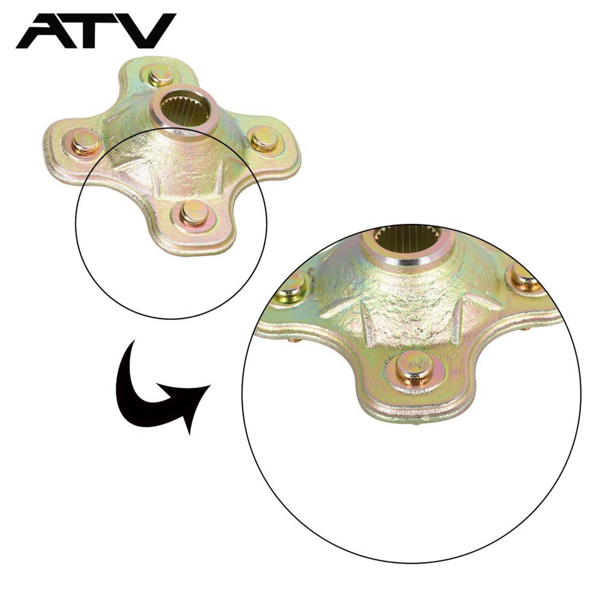 Solidspare Rear Wheel Axle Hub for Yamaha Kodiak 400 YFM400FW Fa YFM400A 2X4 1993-2002