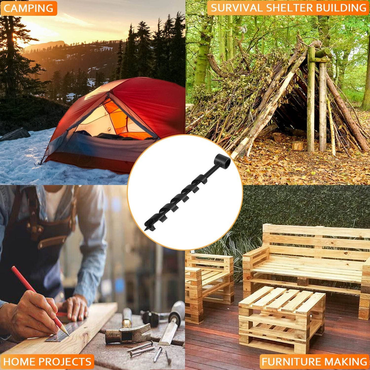 Solidspare 1 x 12” Scotch Eye Wood Auger Drill Bit For Bushcraft and Camping Furniture Maki