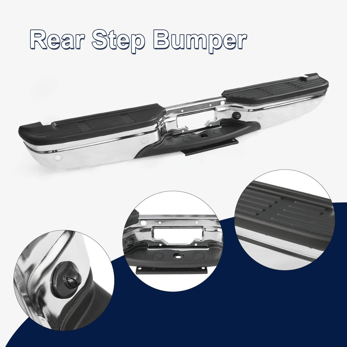 Solidspare For 99-07 FORD F250 F350 Super Duty Chrome Rear Step Bumper W/ Park Sensor Holes