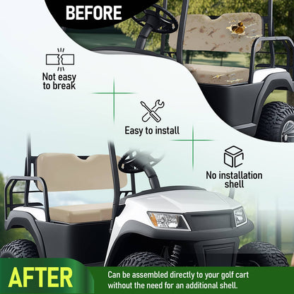 Solidspare Tan Golf Cart Front Seat Cushion Cover + Seat Back Cover For EZGO RXV 2008-Up