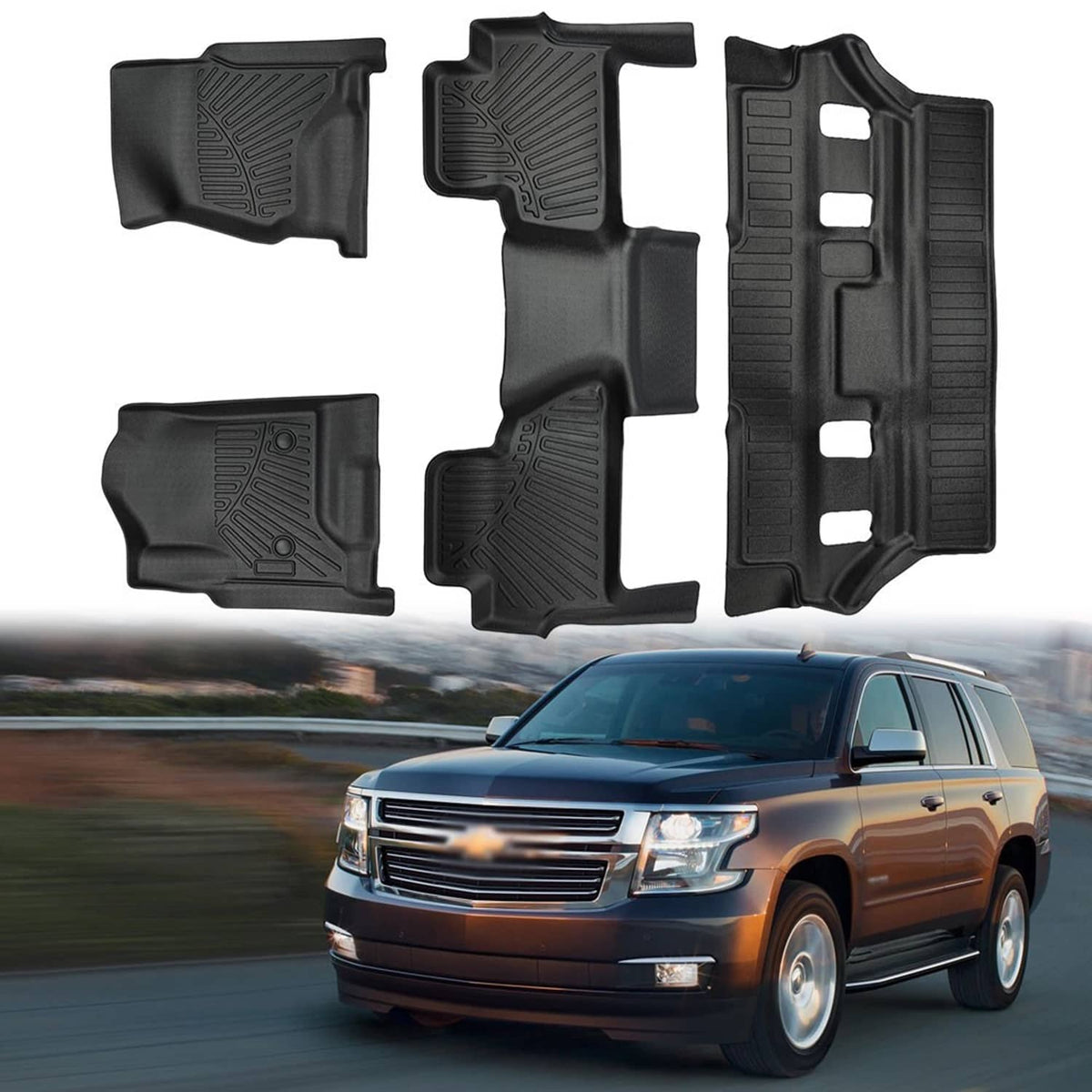 Solidspare Front & Rear Floor Mats Liner For 2015-2020 Chevrolet Tahoe / GMC Yukon (Not XL)
