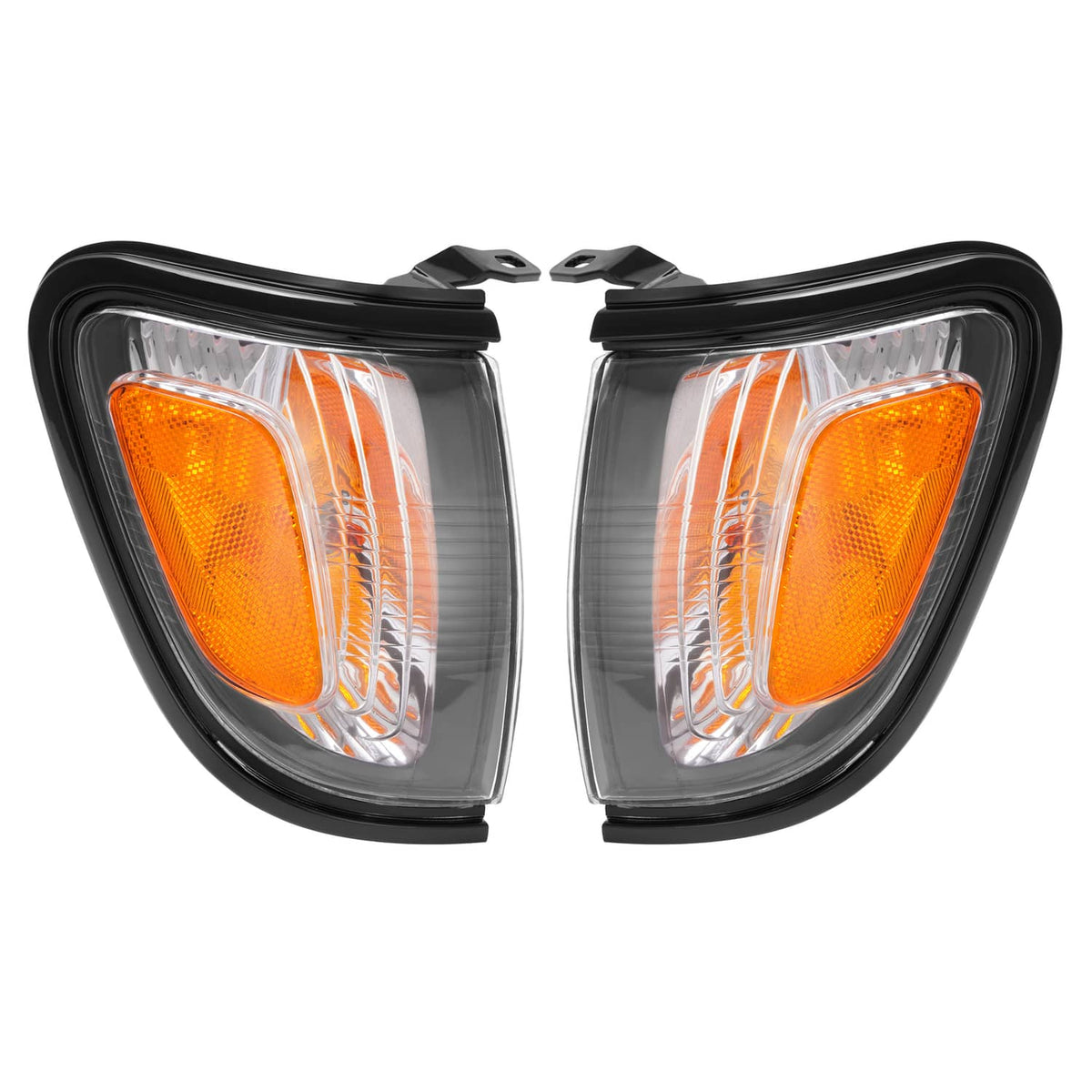 Solid Spare For 2001 2002 2003 2004 Toyota Tacoma White Headlights & Black Corner Light 4Pcs