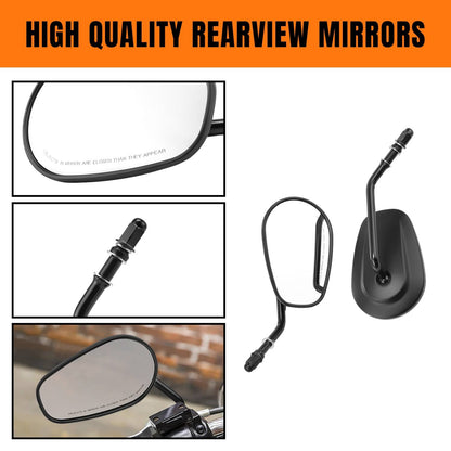 Solidspare Rearview Mirrors Fit For Harley Heritage Softail Deluxe Dyna Fat-Bob Matte Black