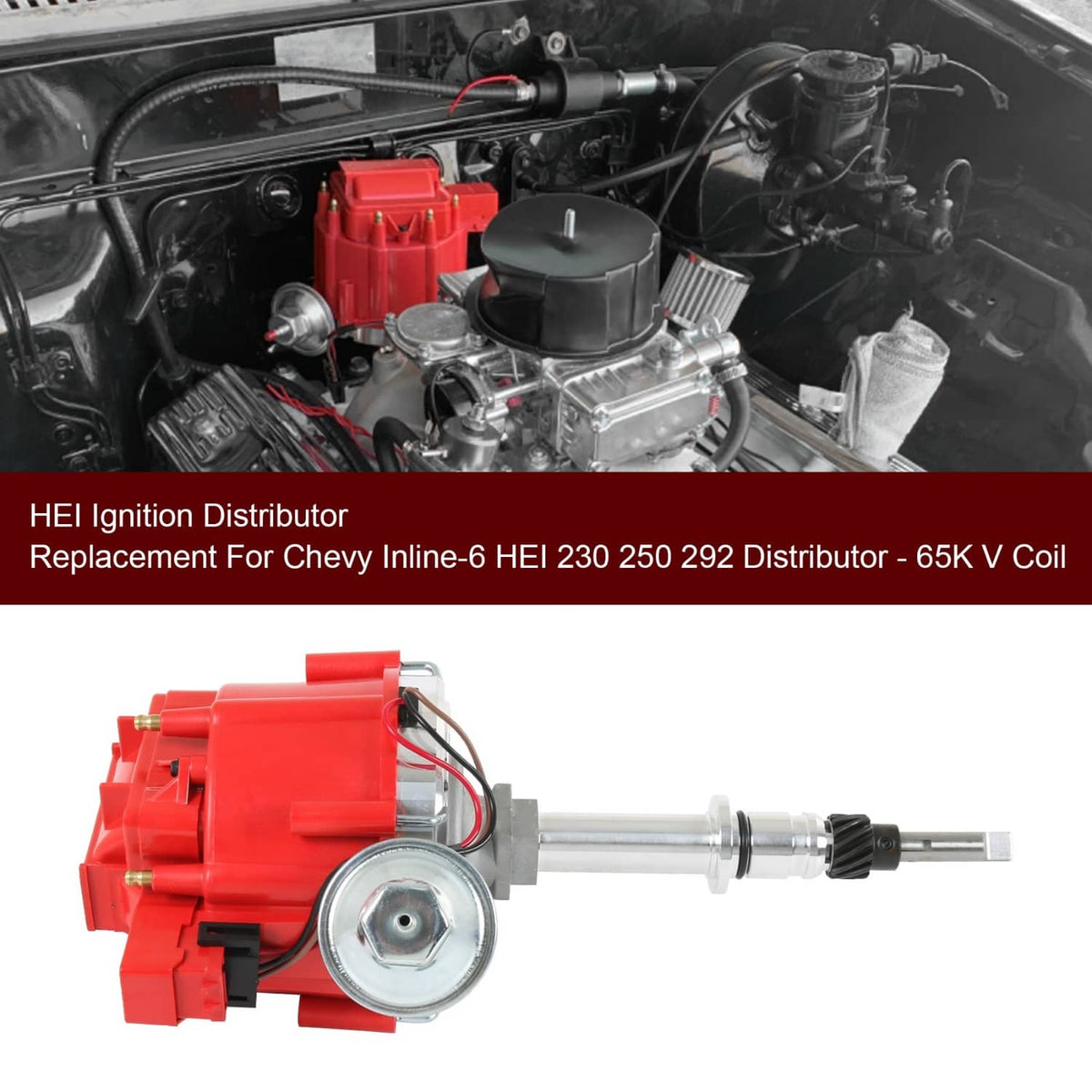 Solidspare Distributor HEI W/ Wire Set Fit Chevrolet Inline 250 230 292 GMC Trucks L6 78-85