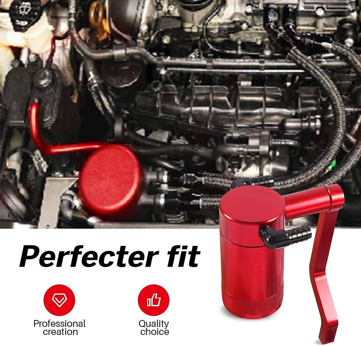 Solidspare Oil Catch Can Kit Z-Bracket Red Finish Fit For 2011-21 Dodge Challenger Chrysler
