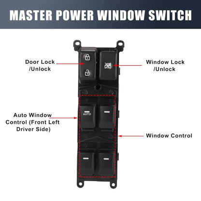 Solid Spare Master Power Window Control Switch Front Left Side For 2012-2015 Kia Rio 16 Pins