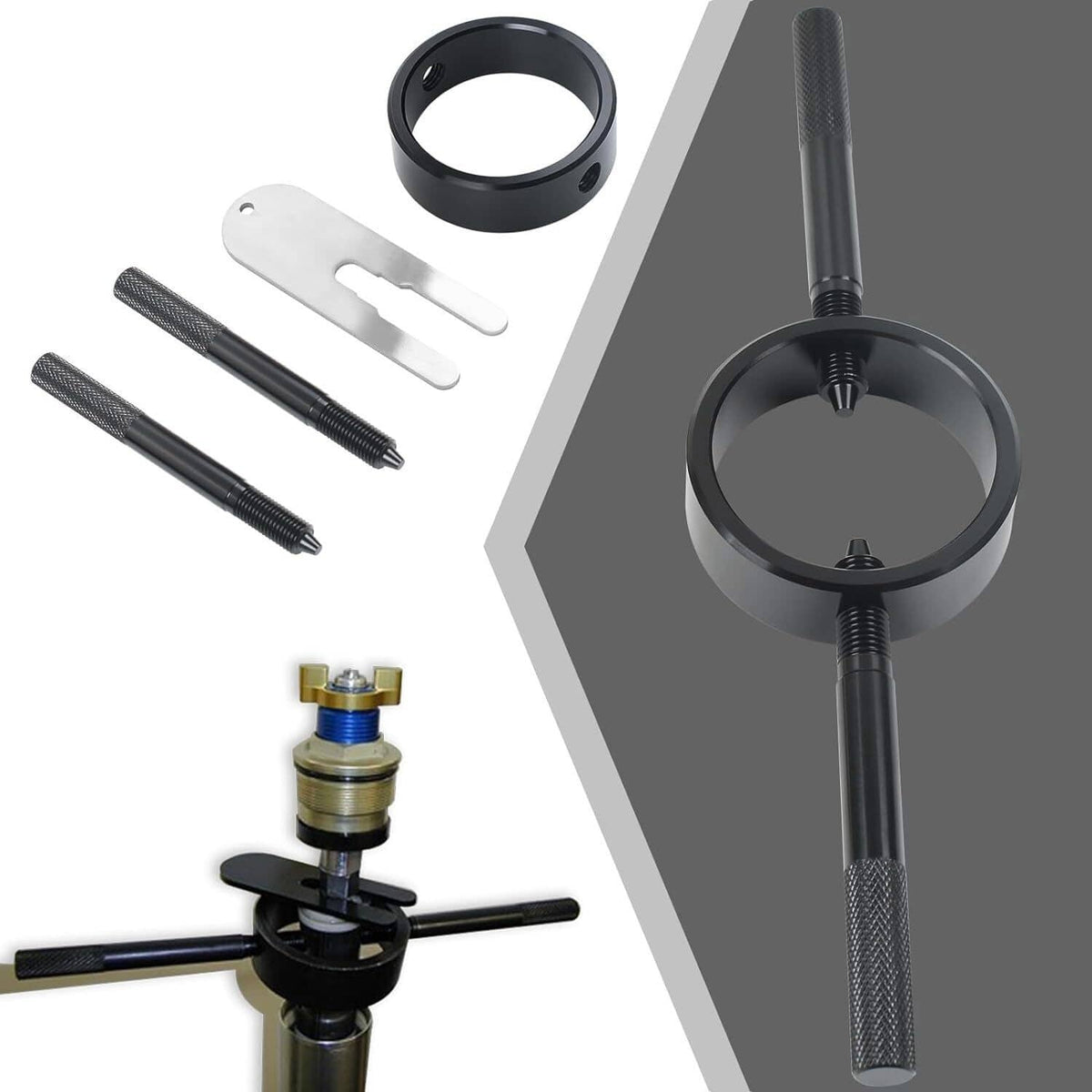 Solidspare Universal Motorcycle Fork Spring Compressor Tool and Fork Oil Level Tool Kit