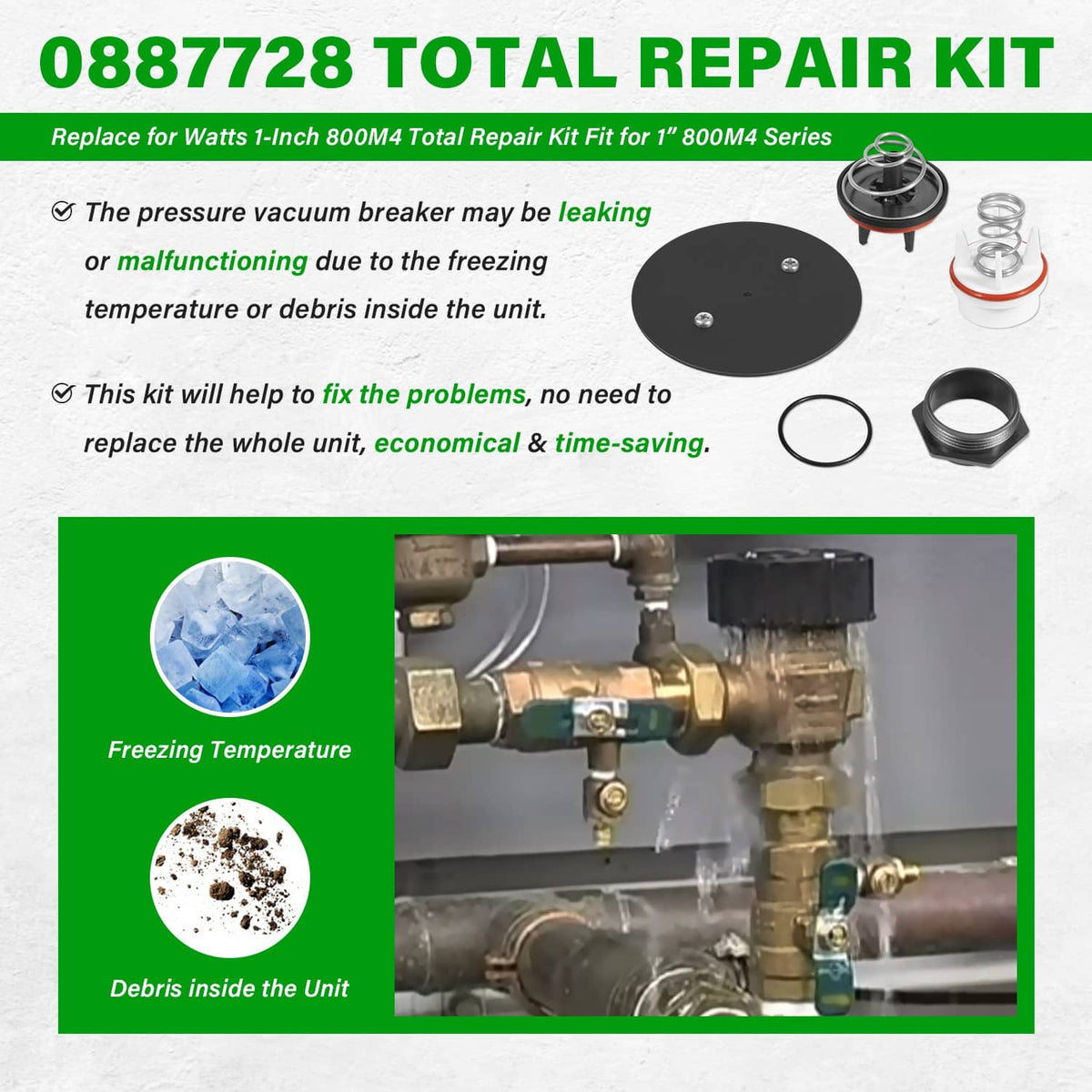 Solidspare 0887728 Repair Kit Replace for Watts 1" 800M4 Total Repair Kit for 1" 800M4 & FR