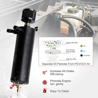 Solidspare Universal 750ML Oil Catch Can Kit Oil Separator Large Baffled Reservoir Tank New