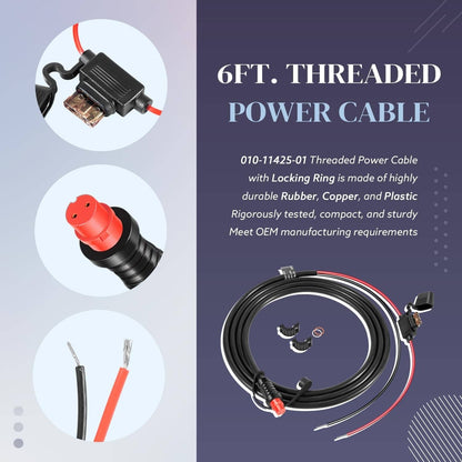 Solidspare Replace for Garmin 010-11425-01 Threaded Power Cable 6ft./1.8m for Garmin GLS