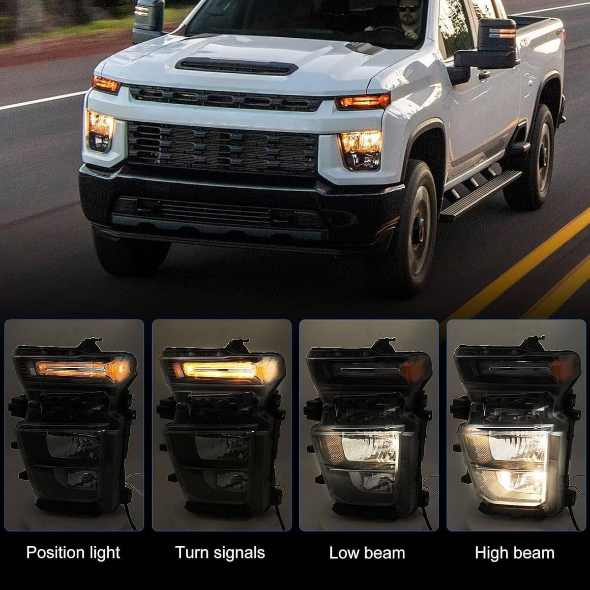 Solidspare Pair Halogen Headlights w/Bulb For 2024-2025 Chevy Silverado 2500HD 3500HD L+R