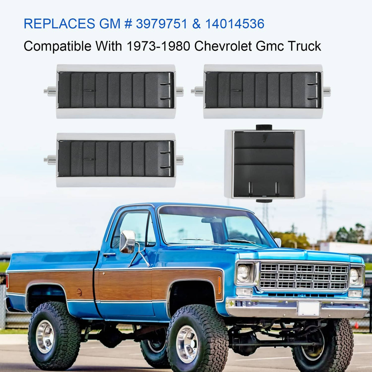 Solidspare For 1973 1974 1975 1976 1977 1978 1979 80 Chevy GMC Truck A/C Dash Vent Set 4pcs