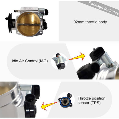 Solidspare 92MM Throttle body+TPS IAC+Bracket For Chevy GM Gen III LSX LS LS1 LS2 LS7