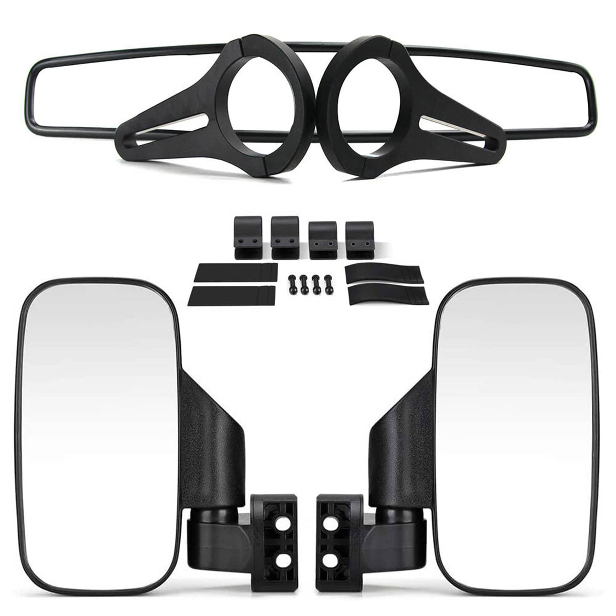 Solidspare 1.75" UTV Rearview Side View Mirror & 15" Center Mirror For Polaris RZR Ranger