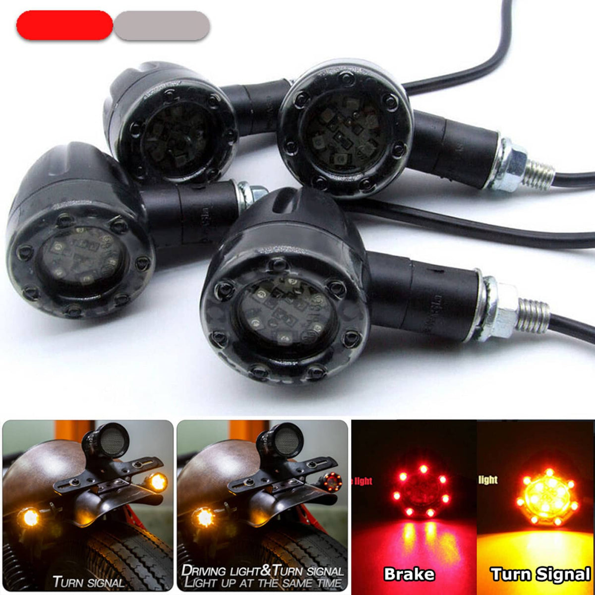 Solidspare For Sports Motorcycle Dirt Bike Light Blinker 4x Turn Signal LED Indicators Dual