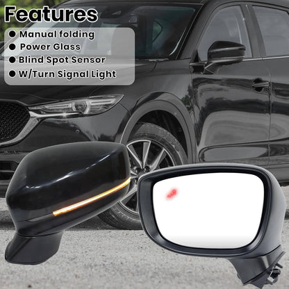 Solidspare Left Driver Side Mirror for 2017-2024 Mazda CX-5 w/BSM Power Turn Signal Light