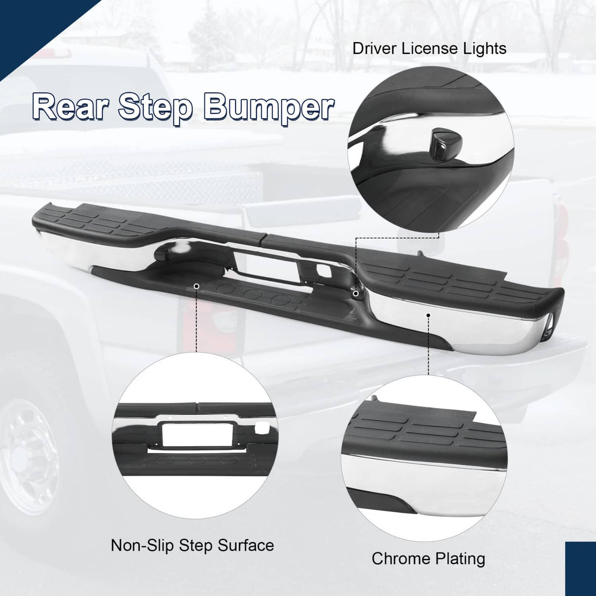 Solidspare Complete Chrome Rear Bumper Fits 1999-2007 Chevy Silverado GMC Sierra 1500 2500