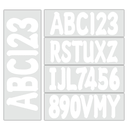 Solid Spare Custom boat registration numbers Decal Sticker 4 sets of A-Z 4 sets of 0-9 White