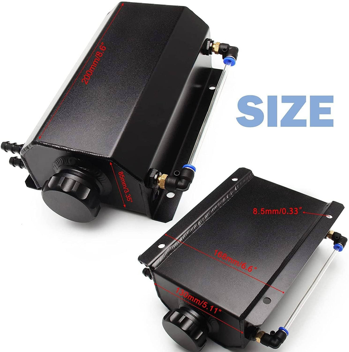 Solidspare Black 2L Radiator Coolant Overflow Water Bottle Expansion Reservoir Tank +Cap