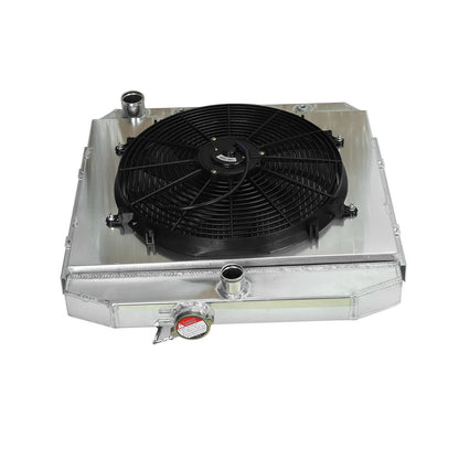 Solidspare For 1955-1957 Chevy Block V8 Bel Air 3 Row Aluminum Radiator+Fan Shroud+Relay