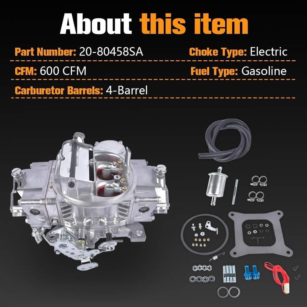Solidspare For Holley Carburetor 4-Barrel Square Bore 600 CFM Electric Choke 0-80458SA 4160