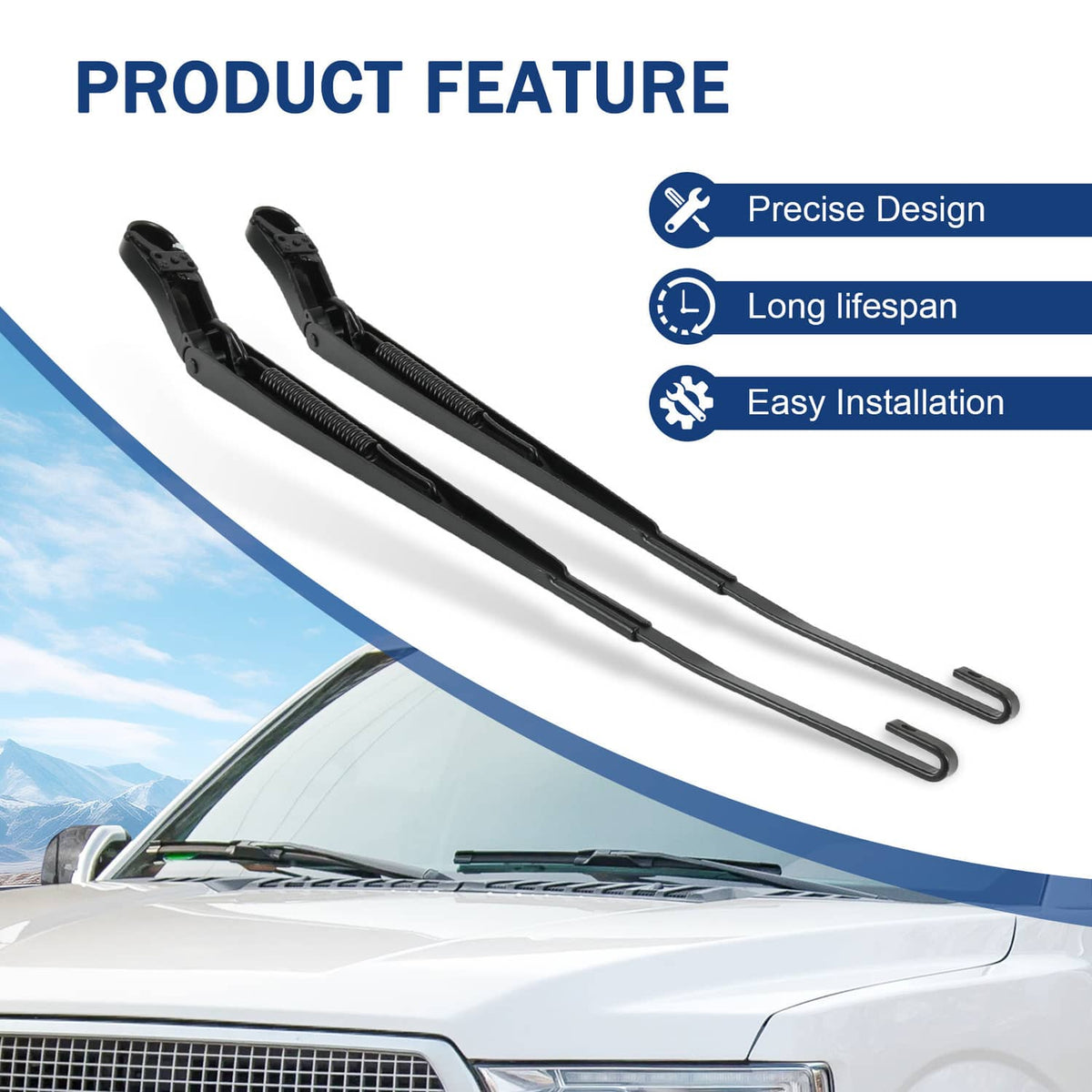 Solidspare Pair Front Windshield Wiper Arm For 15-23 Ford F150 Expedition Super Duty LH+RH