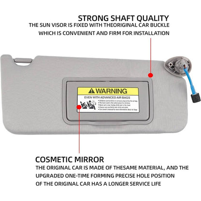 Solidspare 2x Gray Sun Visor w/ Light & Mirror Set For 2008-2017 Honda Accord 83280TA5A51ZA