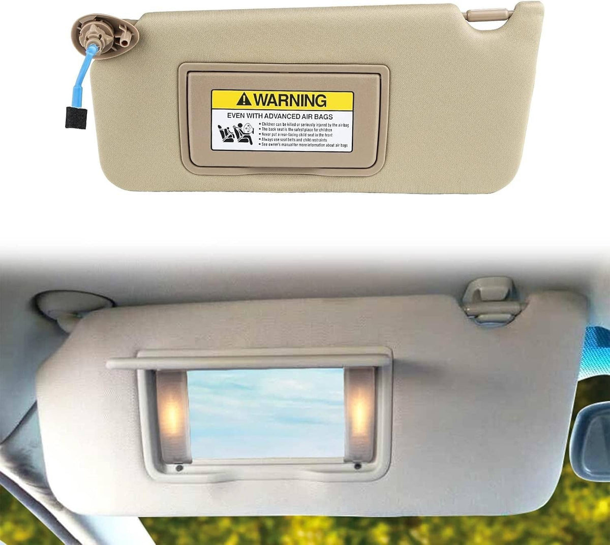 Solidspare Sun Visor Left Driver Side with Light & Mirror For 08-17 Honda Accord Beige New
