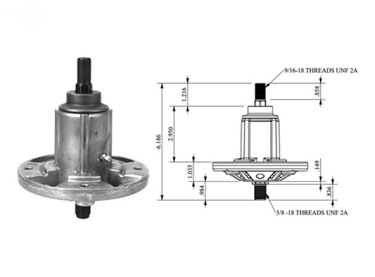 Solid Spare 3 SPINDLE ASSY FOR JOHN DEERE GY20592 GY20867 GY21099 LA150 LA175 G110 190C 54"