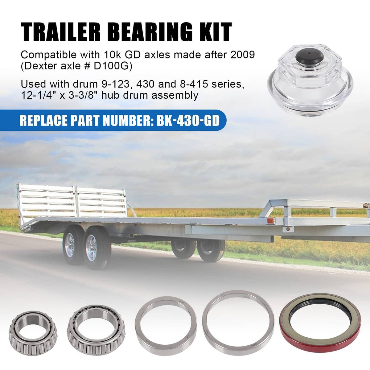 Solidspare Trailer Bearing Kit For Dexter 10K GD 10-51 Seal Axle After 2009 9-123 8-415