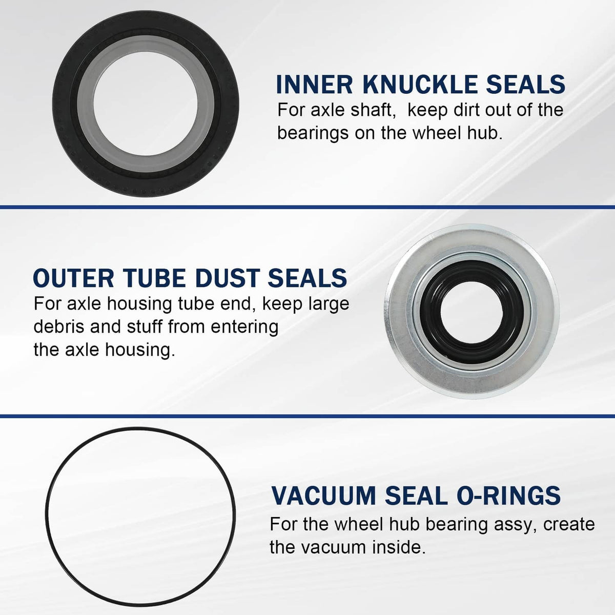 Solidspare Front Axle Knuckle Vacuum Seal Kit Fit 05-19 Ford F250 F350 F450 F550 Super Duty