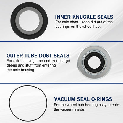 Solidspare Front Axle Knuckle Vacuum Seal Kit Fit 05-19 Ford F250 F350 F450 F550 Super Duty