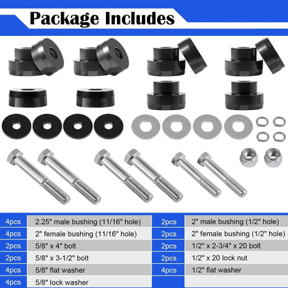 Solid Spare 134-10005 Billet Aluminum Body Mount Bushings for 1968-1981 Camaro Nova Chevy II