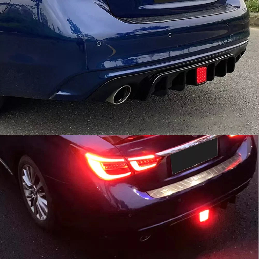 Glossy Black Rear Bumper Diffuser & Rear Spoiler Fit for 2018-2023 Infiniti Q50
