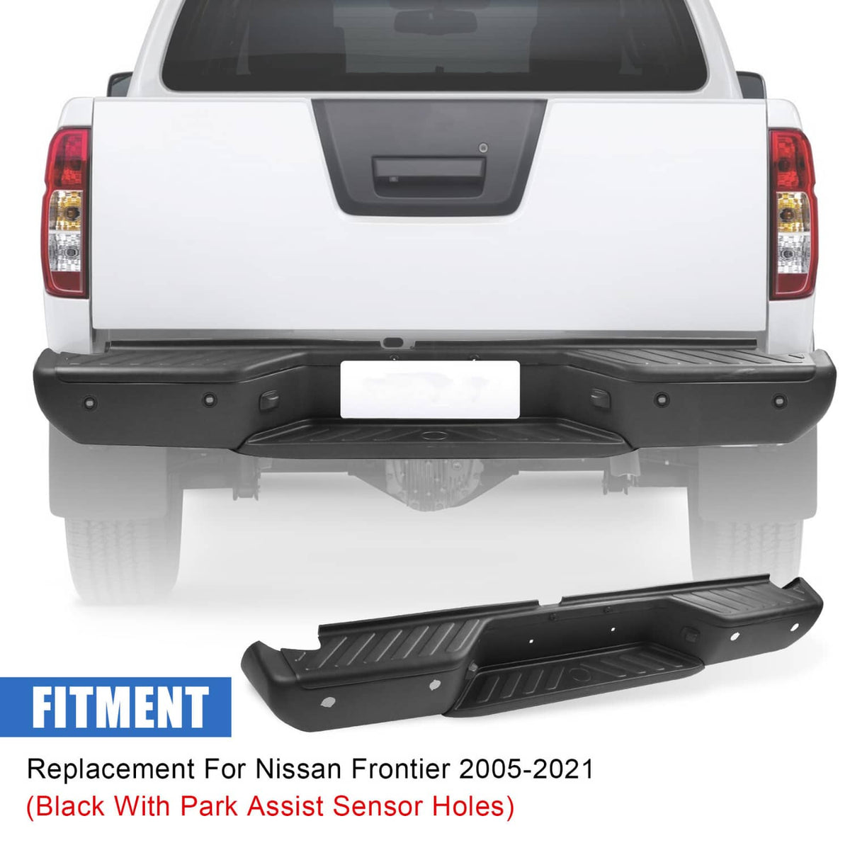 Solidspare Rear Steel Step Bumper Assembly W/ Sensor Holes For 2013-2021 Nissan Frontier