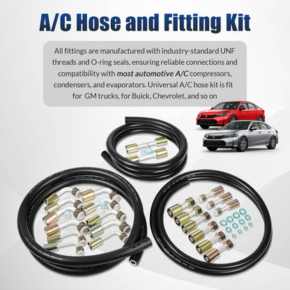 Solidspare Air Conditioning Hose & Fitting Kit Includes 6.5ft #6#8#10 AC Hoses and Fittings