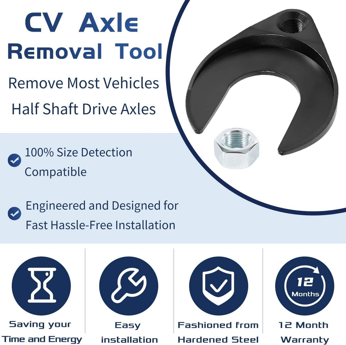 Solid Spare 48mm Inner CV Axle Removal Tool 5/8"-18 Front Wheel Drive Axle Pulley Attachment