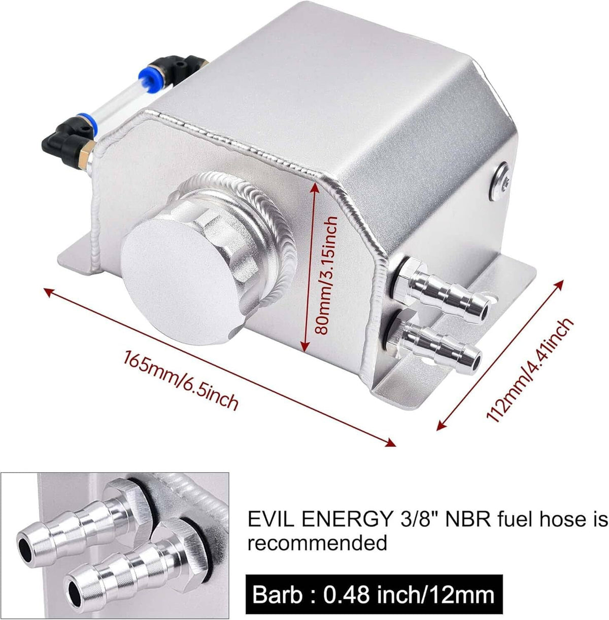 Solidspare Universal 1L Aluminum Radiator Coolant Overflow Bottle Recovery Water Tank