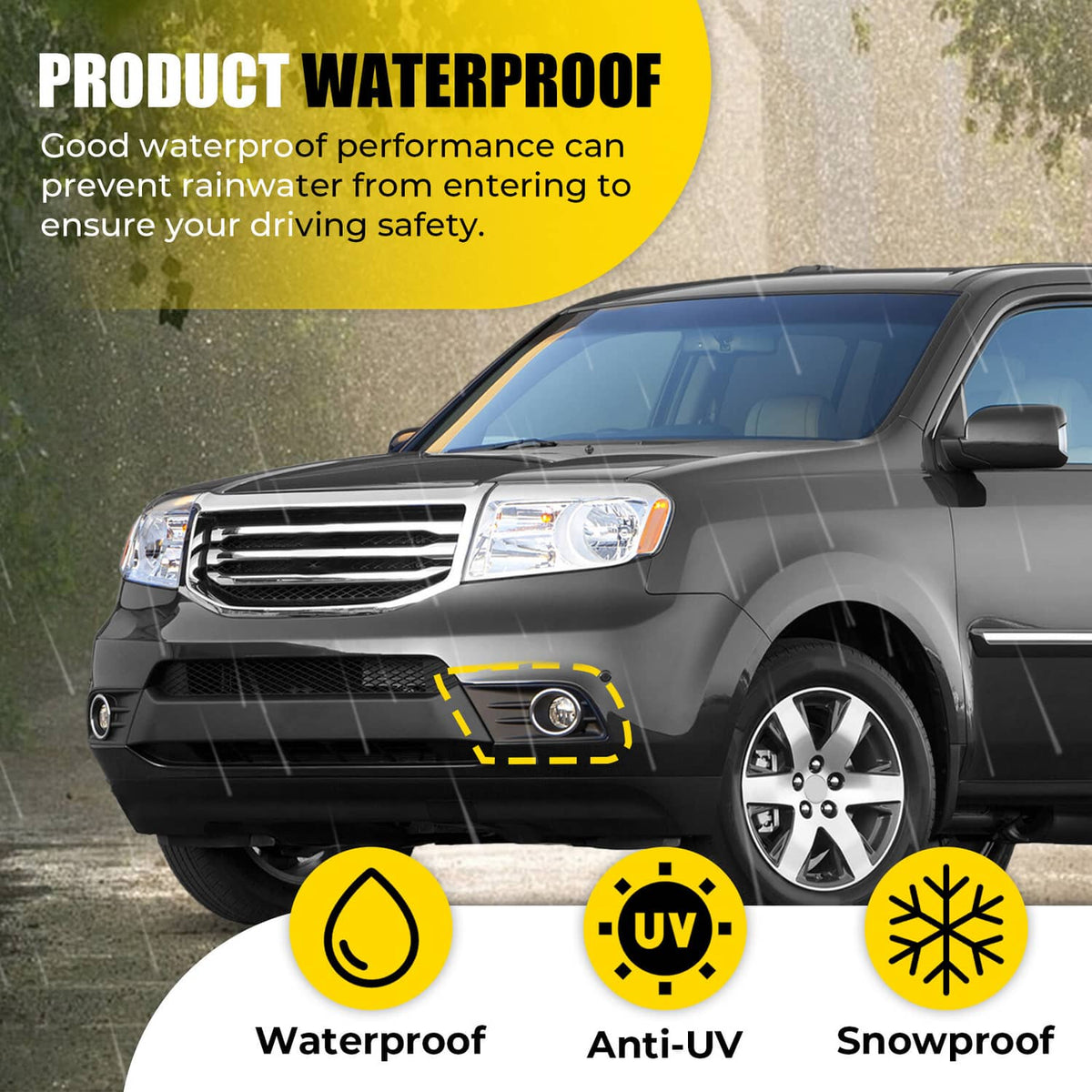 Solid Spare Front Bumper Fog Light Cover Bezel Trim Left Side For Honda Pilot 2012-2015