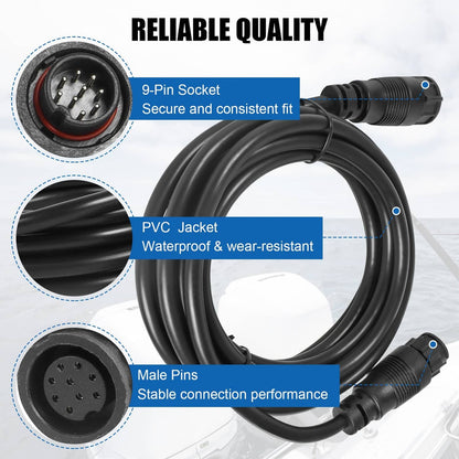 Solidspare 000-00099-006 Extension Cable 9 Pin 10Ft Fit for Lowrance LSS-1 LSS-2 Structure