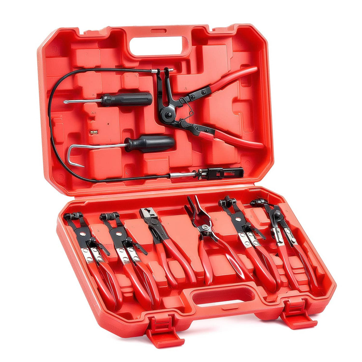 Solidspare 9PCS Hose Clamp Clip Plier Set Swivel Jaw Flat Angled Band Automotive Tool Set