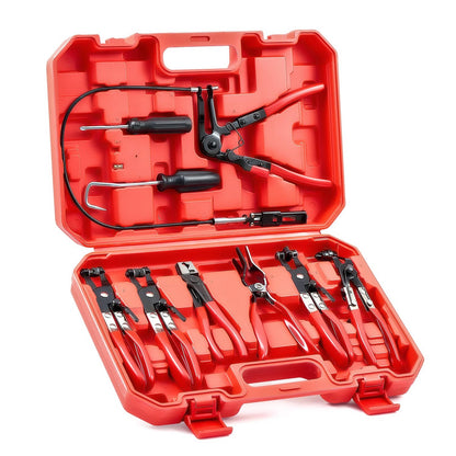 Solidspare 9PCS Hose Clamp Clip Plier Set Swivel Jaw Flat Angled Band Automotive Tool Set