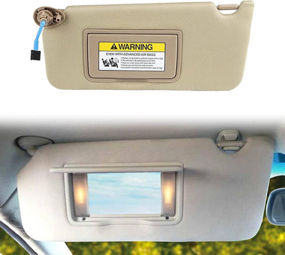 Solidspare Left Driver Side Sun Visor w/ Light & Mirror For 2008-2017 Honda Accord Beige