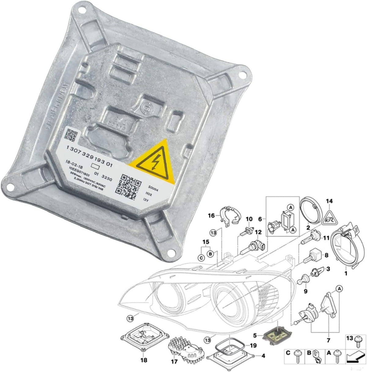 Solidspare Xenon HID Headlight Ballast Module For BMW 3 Series E90/E92/E93 63117182520
