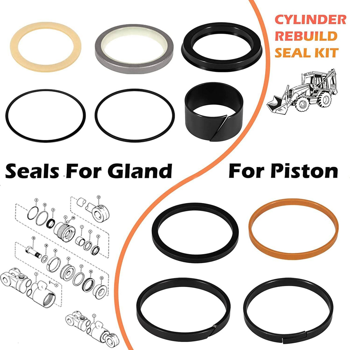 Solid Spare Hydraulic Cylinder Seal Kit Fit Case 580E 580SE 580SD Backhoe Whole Machine