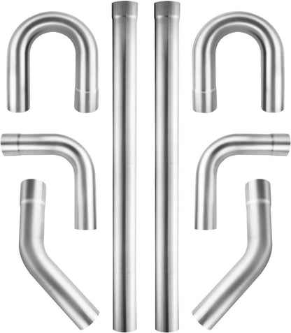 Solidspare 8PCS 2.5" Universal Aluminum Turbo Intercooler Elbow Pipe Kits Silver New